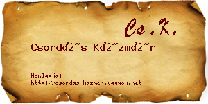 Csordás Kázmér névjegykártya